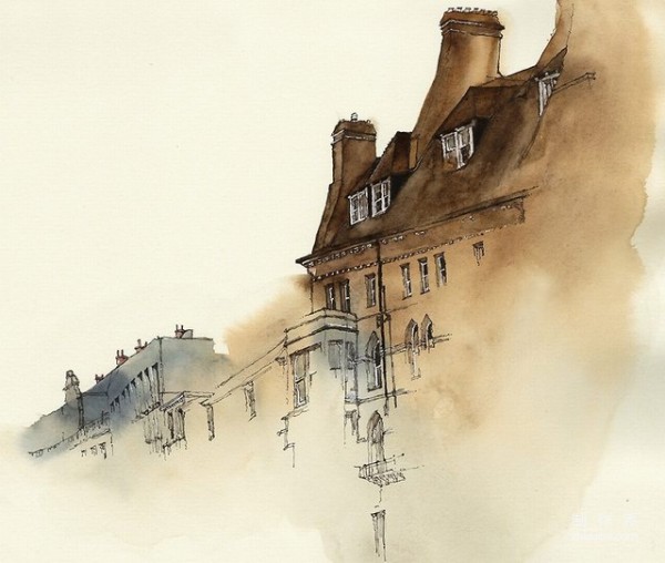 Korean female illustrator Sunga Park’s dripping architectural watercolor works