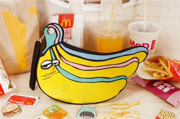 Funny handmade non-woven fabric DIY banana-shaped bag