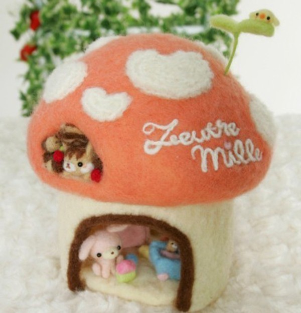 Appreciation of wool felt handmade DIY different cute and cute little house products