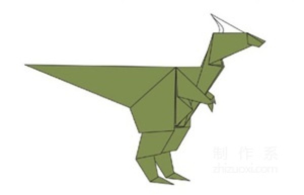 Origami method of Tyrannosaurus rex, domineering dinosaur origami tutorial