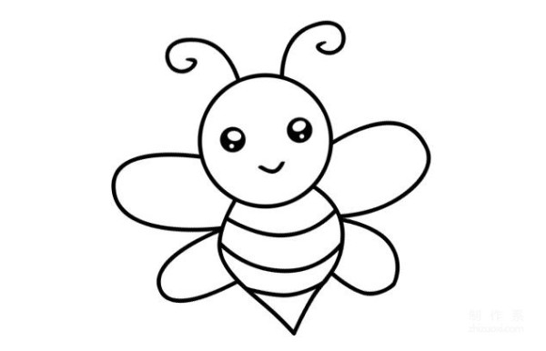 A simple illustration of how to draw a hard-working and cute little bee