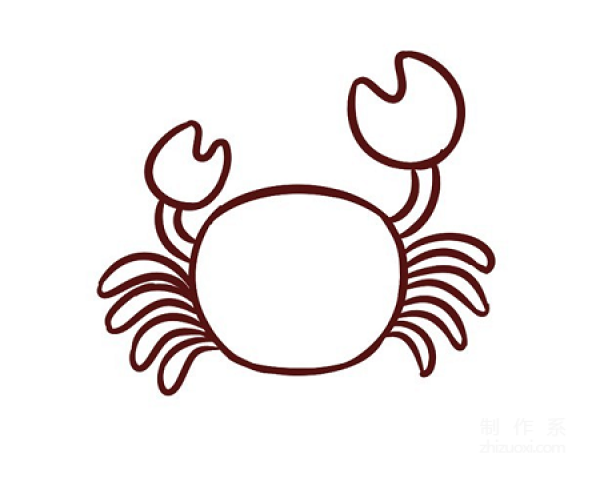 Learn to draw simple strokes, simply draw a crab