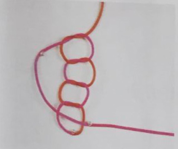 Illustration of how to knit the Chinese knot caisson knot