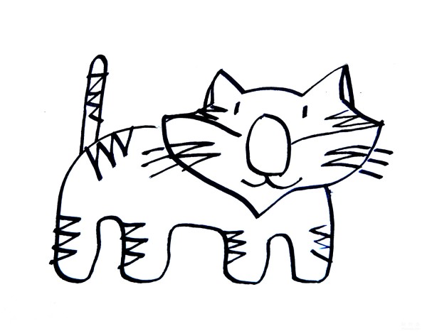 Learn to draw simple strokes, illustrated tutorial on how to draw a little tiger