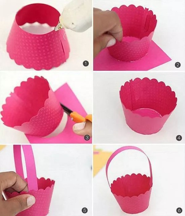 How to make colorful paper DIY lace flower baskets