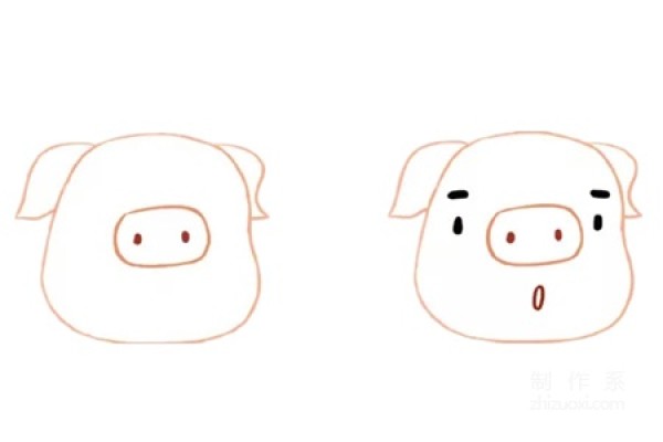 Learn to draw simple drawings of cute pigs