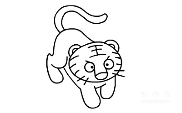 Learn to draw simple strokes, black and white little tiger