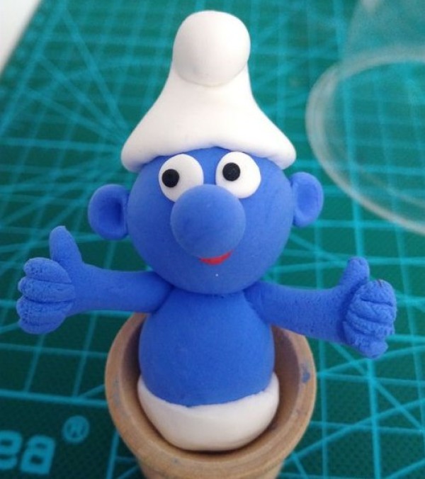 Illustrated tutorial for making Smurfs from ultra-light clay, simple DIY crafts for children