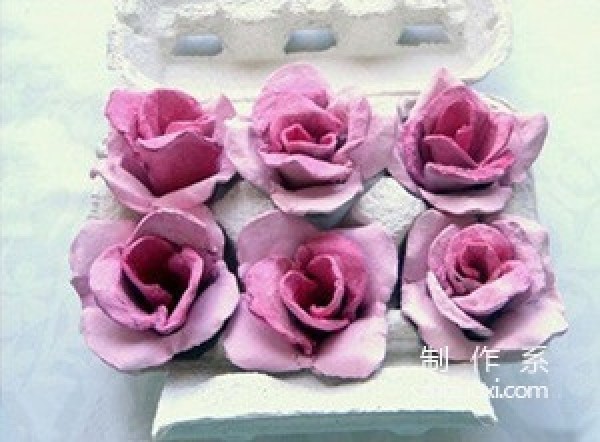 Handmade tutorial on making rose flowers using egg boxes and egg trays