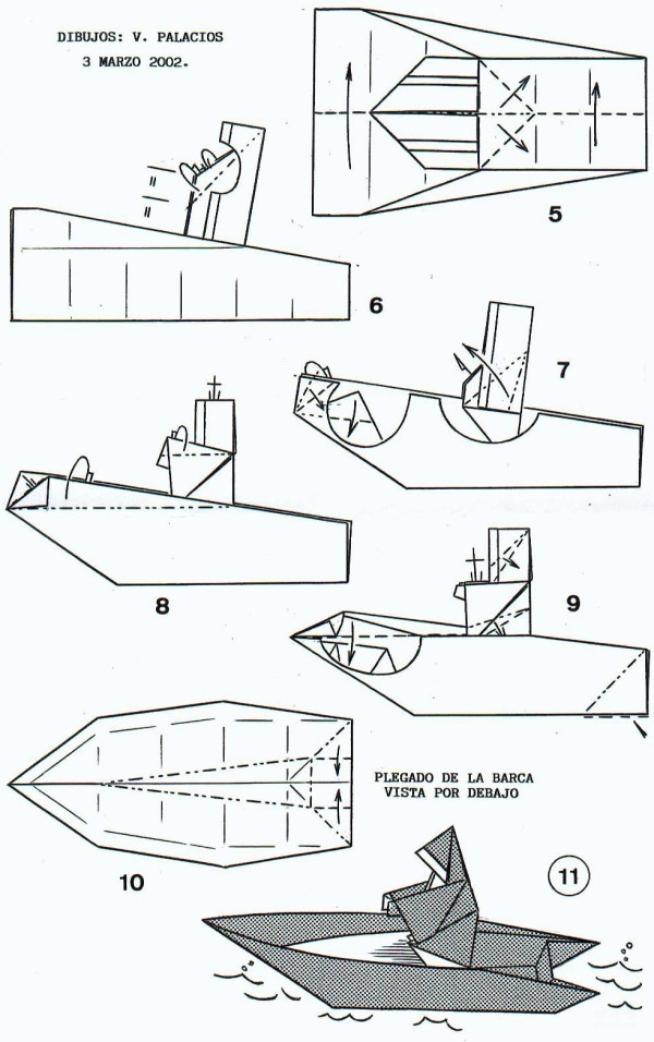 Paper art handmade origami art, Luis Fernandez Santa Claus driving a speedboat handmade origami drawing tutorial