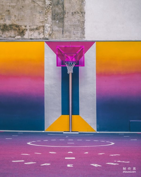 Rainbow Basketball Court in Paris