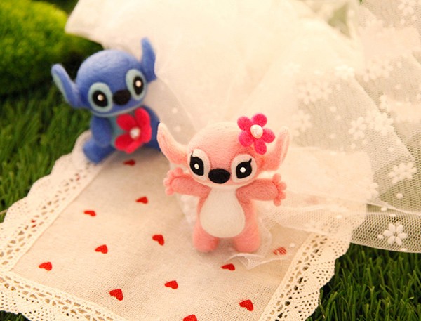 Wool felt handmade DIY Stitch dolls for the cute sister and the handsome brother