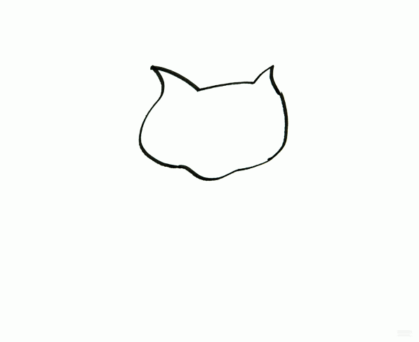 Learn to draw simple strokes, tutorial on how to draw a red-lipped kitten