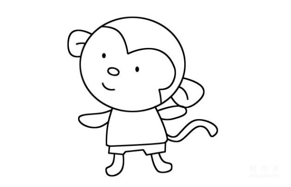 Illustrated step-by-step tutorial on how to draw a little monkey