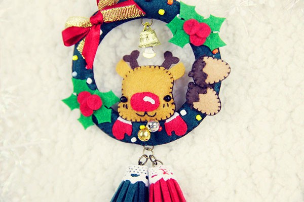 Jingle bell pendant festive Christmas deer non-woven handmade fabric