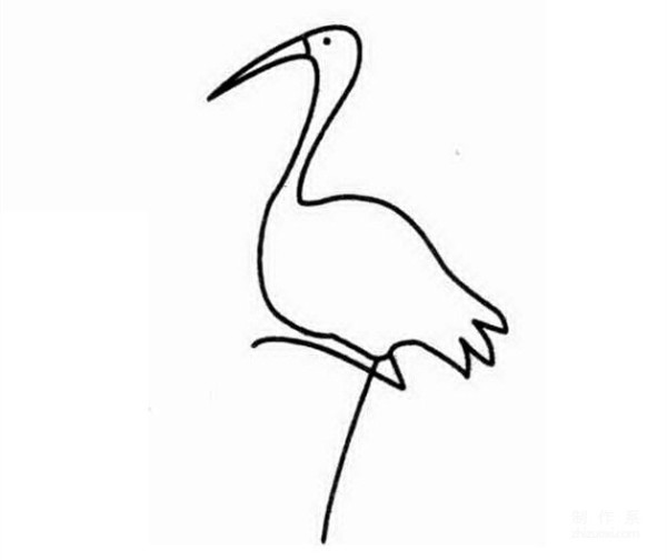 Learn to draw simple drawings, red-crowned crane