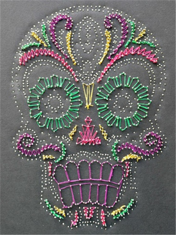 Ethnic style hand embroidered DIY skull