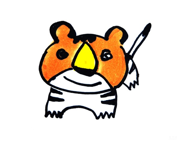 Learn to draw simple drawings, little tiger wearing a crown