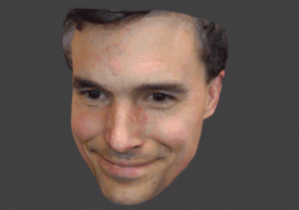 360-degree 3D face camera with no blind spots can be used to make a human skin mask