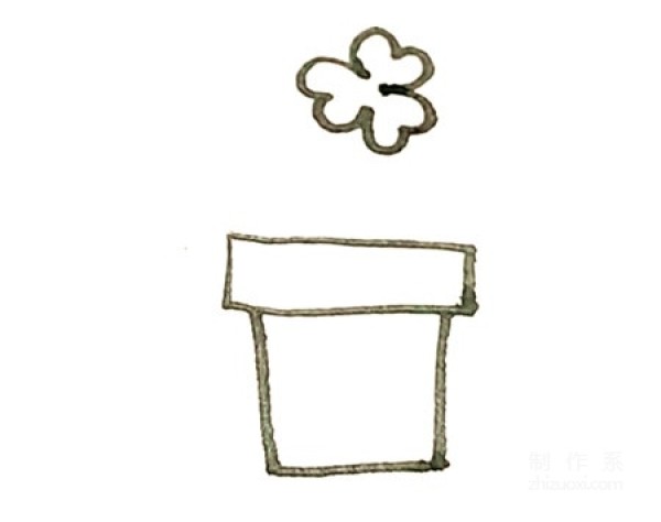 Learn to draw simple drawings, clover potted plants