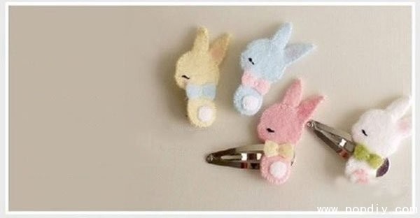 DIY creative handmade fabric art to make cute bunny hairpins