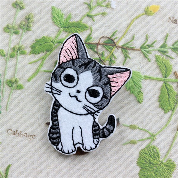 Featured hand embroidery DIY sweet private cat featured cheese cat cloth patch