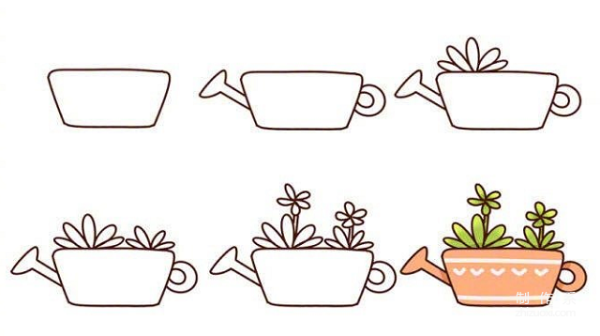 Learn to draw simple drawings, simple drawings of succulent potted plants