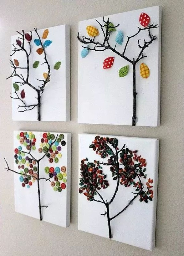 How to make creative pasting paintings using randomly picked branches