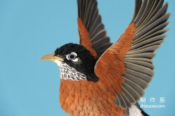 Lifelike paper bird works