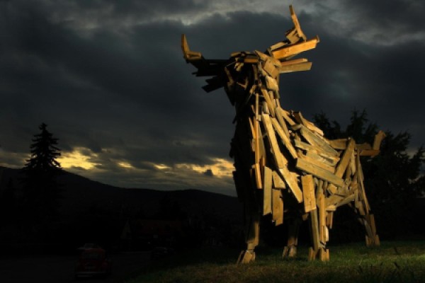 Giant wooden animal sculpture