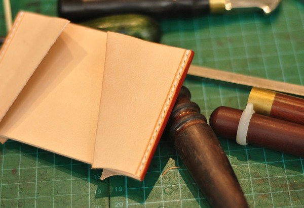 Japanese short clip handmade leather goods making tutorial