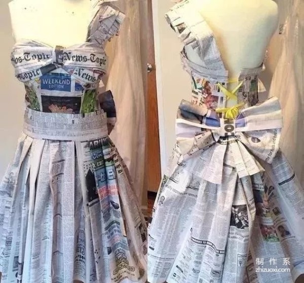 Princess dress made of wrapping paper - repurposed old items