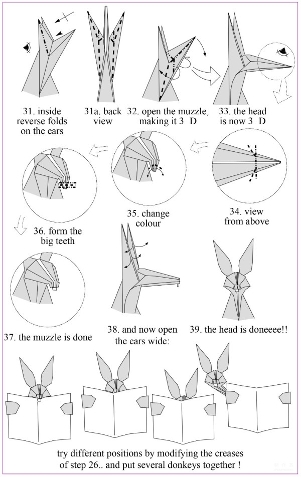 Paper art handmade origami art, Daniela Carboni & Roberto Gretters handmade origami drawing tutorial of a donkey reading a newspaper