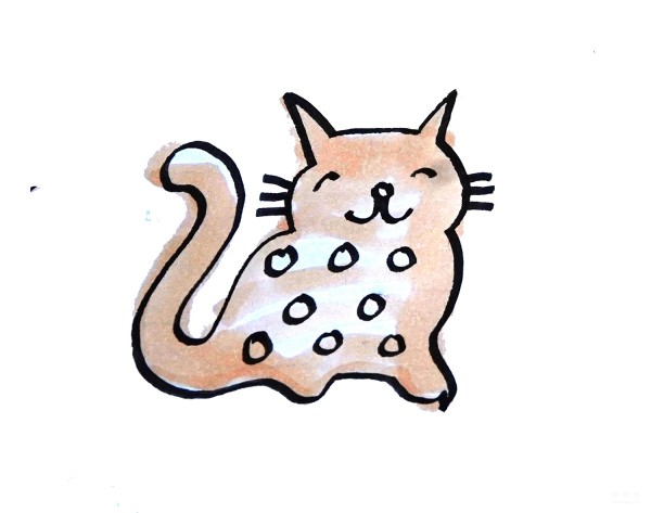 Learn to draw simple strokes, tutorial on how to draw a spotted cat