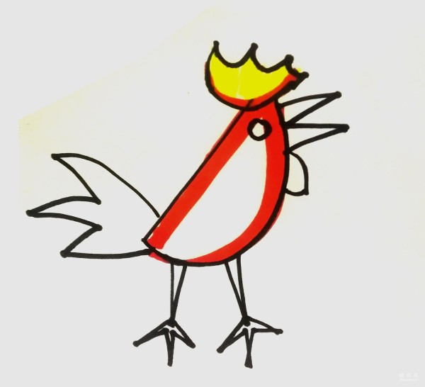 Learn to draw, cartoon big rooster