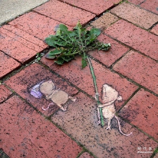  Super creative chalk graffiti~ | Artist David Zinn 