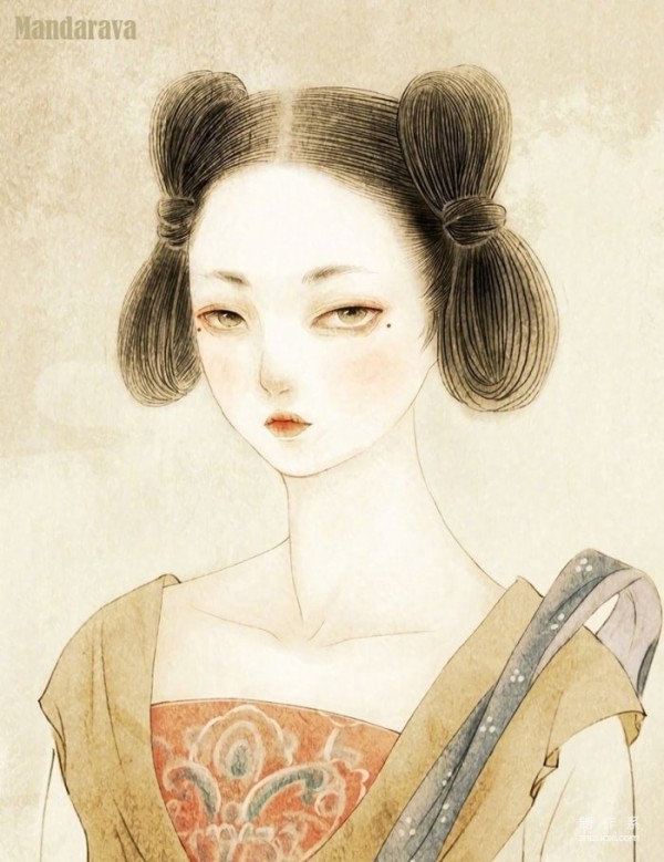 Illustrations of ancient-style beauties with seductive eyes