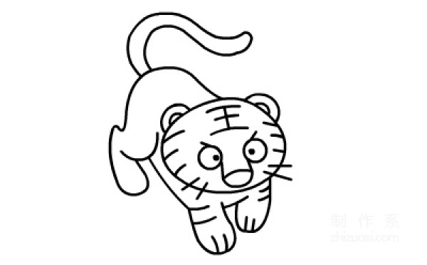 Learn to draw simple strokes, black and white little tiger