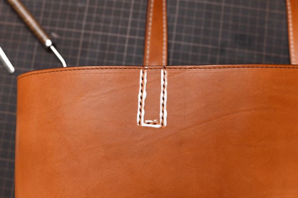 DIY hand-stitched Italian leather tote bag