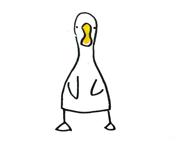 Learn to draw a simple drawing, a little duck on the front