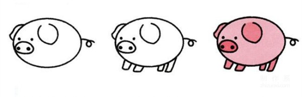 Learn to draw simple strokes, pink pig