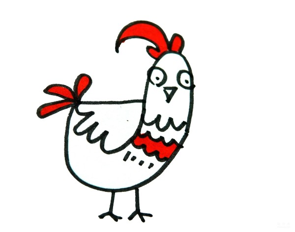 Learn to draw a simple drawing of a proud big rooster