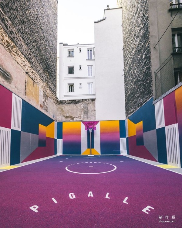 Rainbow Basketball Court in Paris