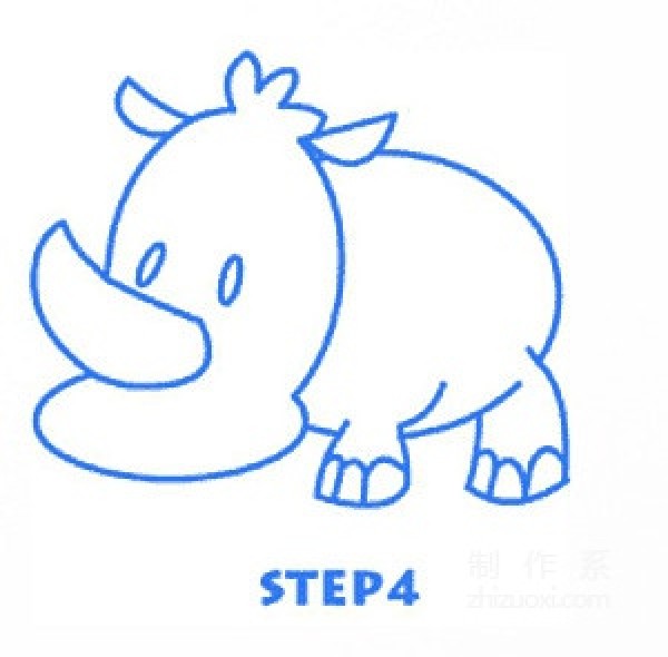 Learn to draw simple drawings, little rhinoceros