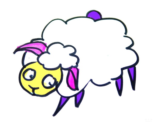 Learn to draw simple strokes, tutorial on how to draw a little sheep