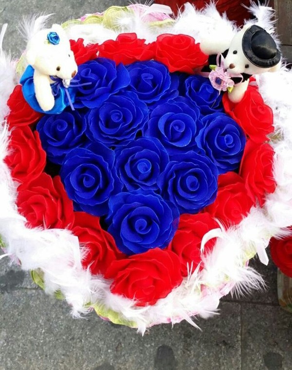 Handmade beautiful blue rose screen flower