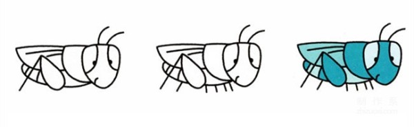 Learn to draw simple drawings, colorful grasshoppers