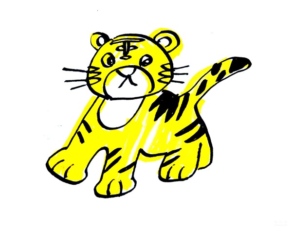 Learn to draw simple strokes, a simple drawing tutorial of a little tiger