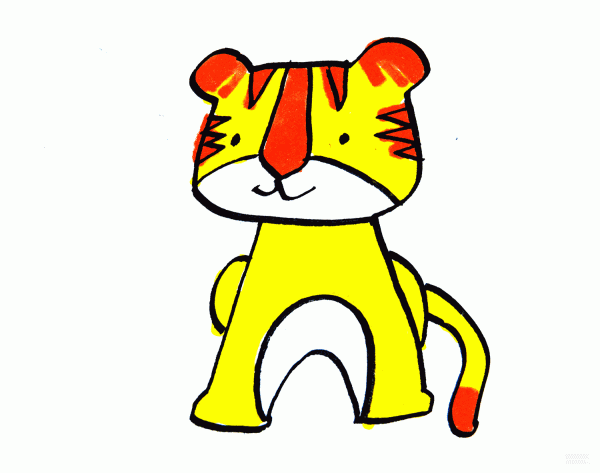 Learn to draw simple strokes, tutorial on how to draw a little tiger