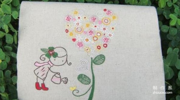 Love Tree is a beautiful hand-embroidered work with detailed steps and drawings of the embroidery method.